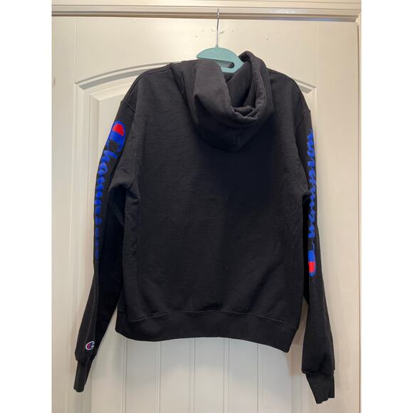 Champion‎ Men’s Long Sleeve Pullover Drawstring Hooded Sweatshirt Size M Black - Picture 4 of 4